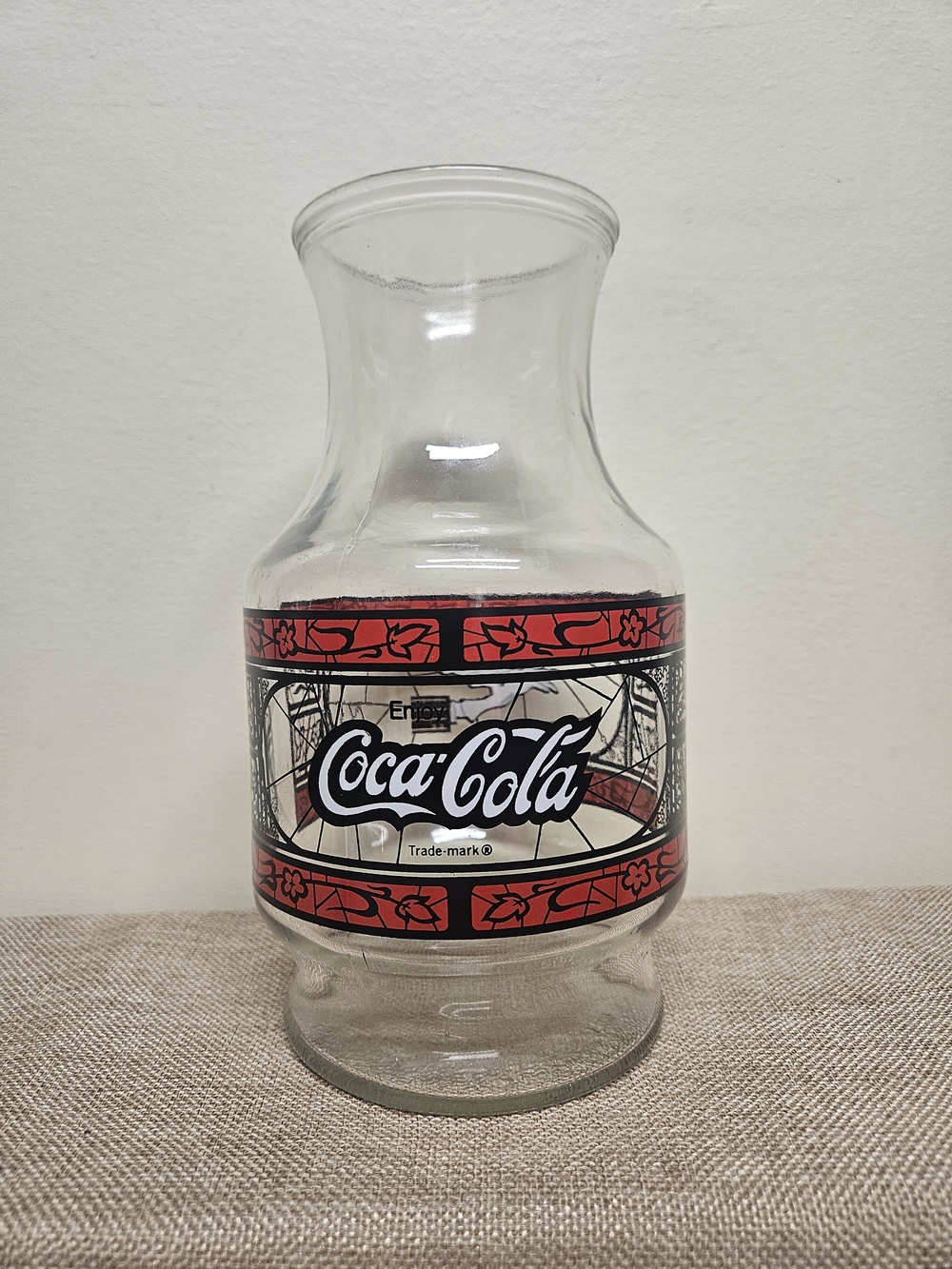 Coca-Cola & Godfather's Pizza Glass Carafe Pitcher‎